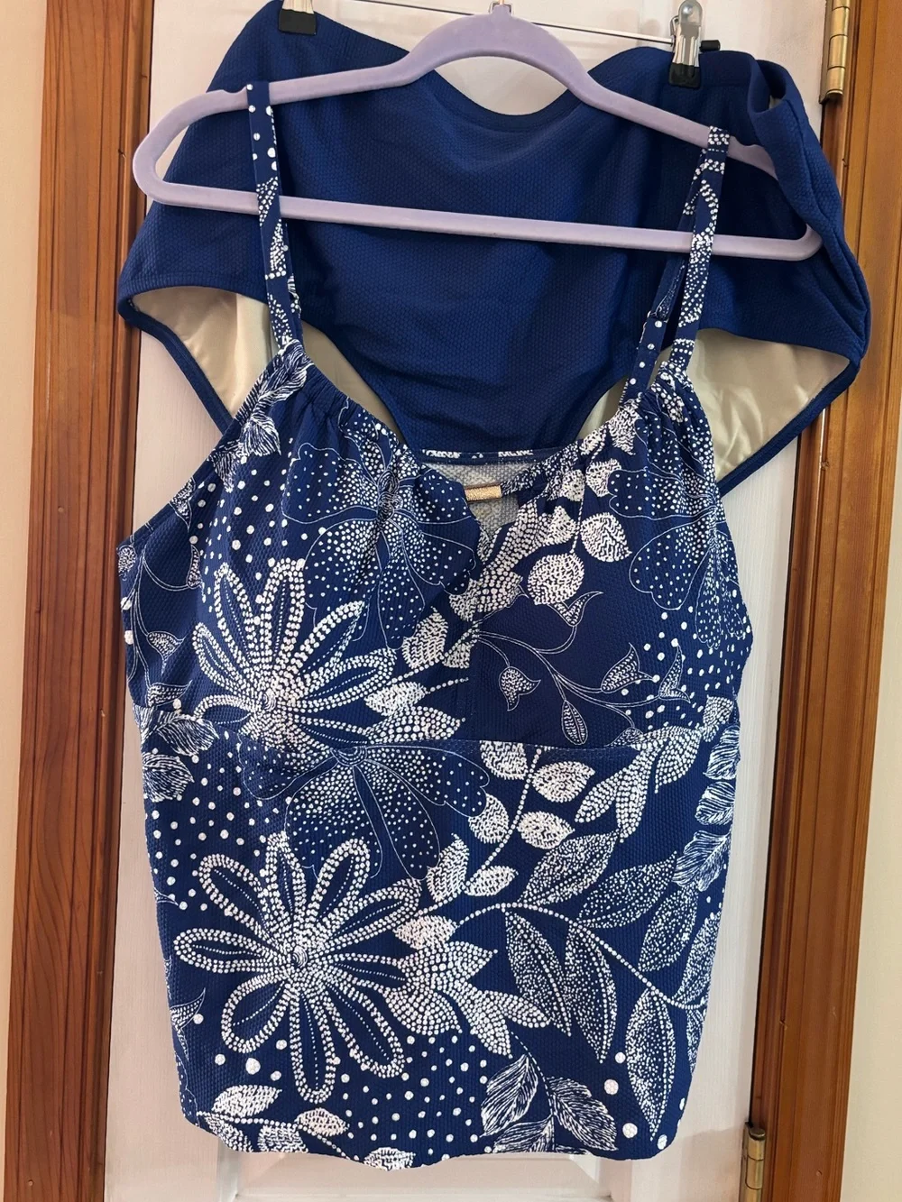 NEW Susan Graver Tankini Swimsuit Top & Bottom Set Size 28W Plus Size Navy Blue